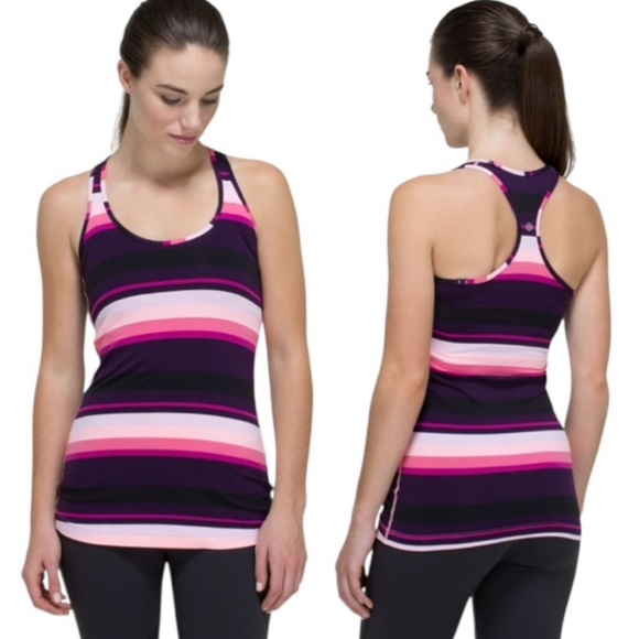 Lululemon Cool Racerback Assorted Stripe Bleached Coral Size XS - Picture 1 of 8
